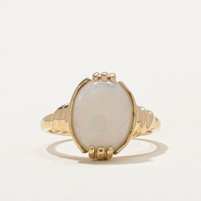 10k Oval Opal Grooved Ring | 2.60ct | SZ 5.5 |