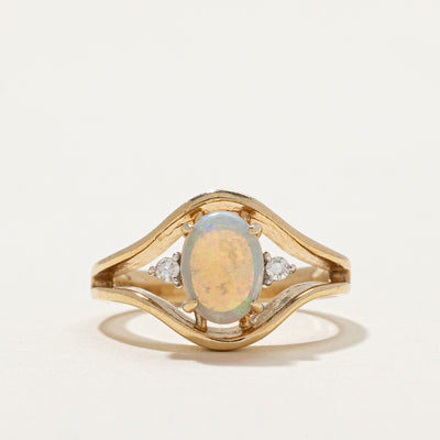 Opal & Diamond Open Shank Tapered Ring | 0.75ct, 0.04ctw | SZ 5 |