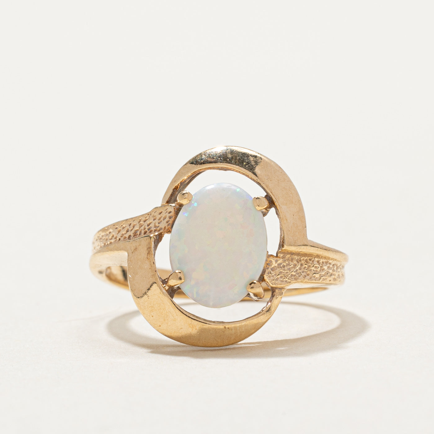 10k Oval Opal Openwork Ring | 0.60ct | SZ 3.5 |