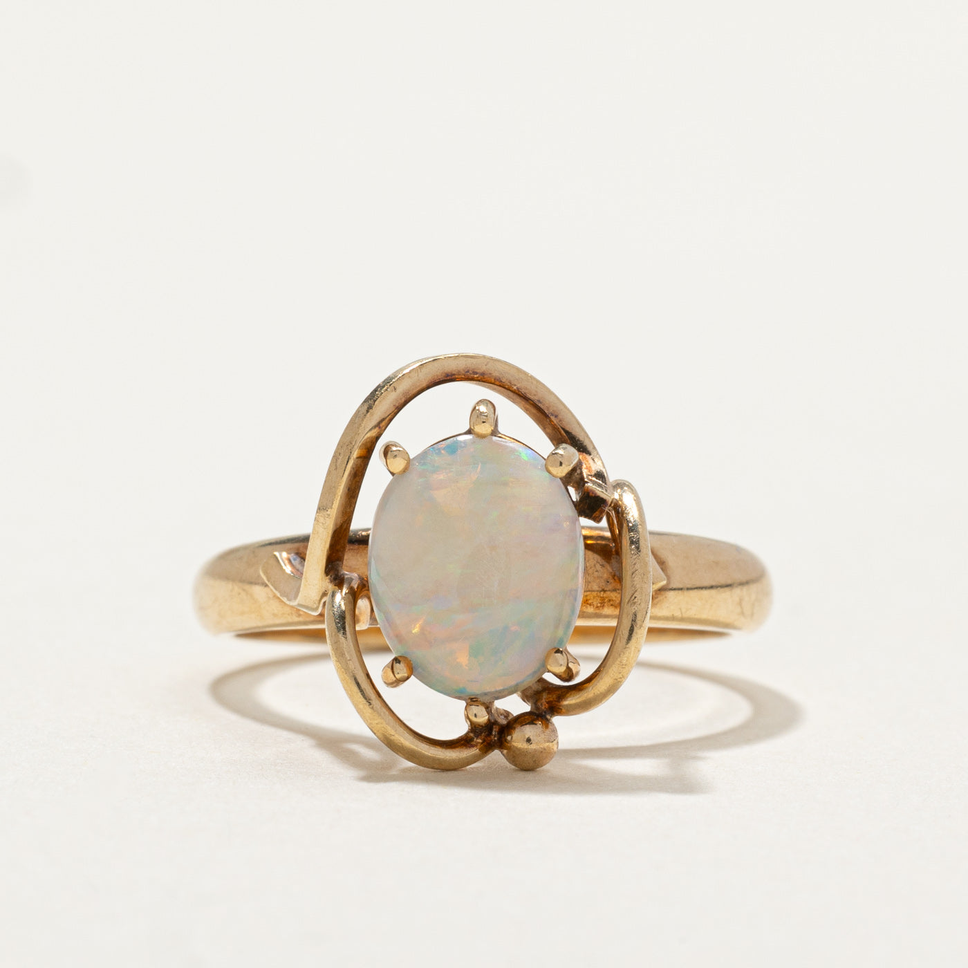Oval Cut Opal Openwork Ring | 0.75ct | SZ 6.5 |