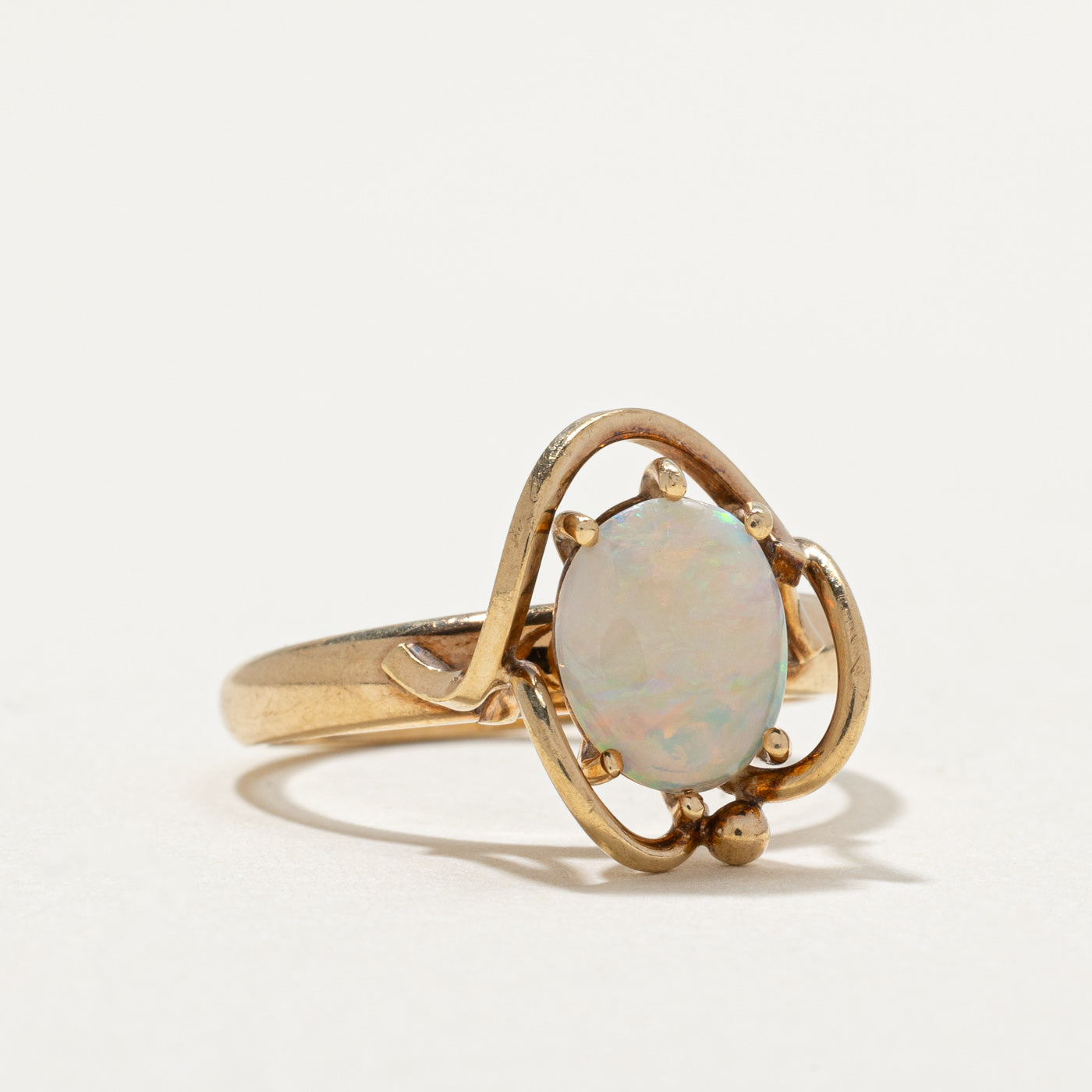 Oval Cut Opal Openwork Ring | 0.75ct | SZ 6.5 |