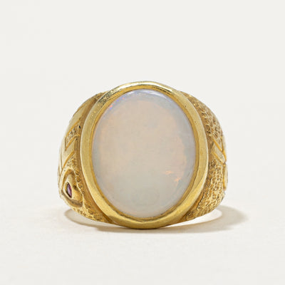 22k Bezel Set Opal Engraved Ring | 2.50ct | SZ 3.75 |