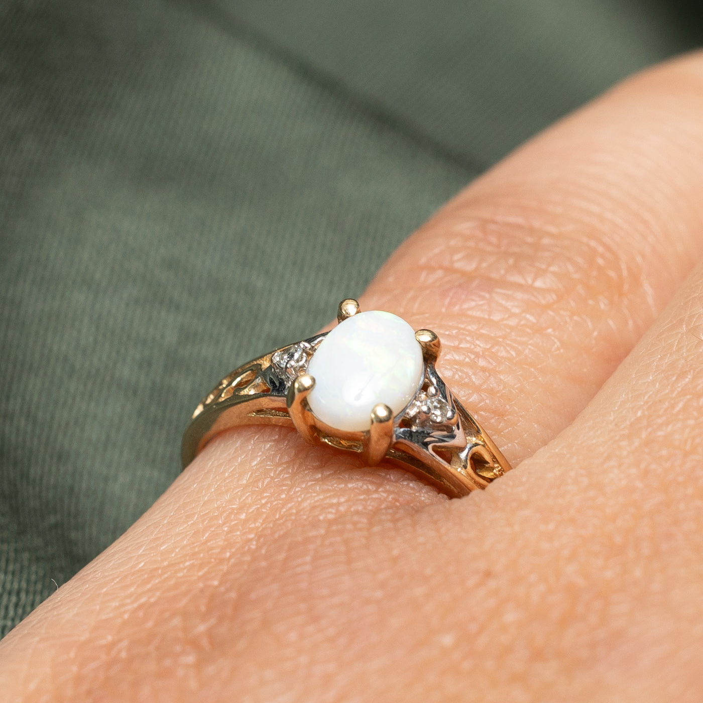 Two Tone Opal & Diamond Ring | 0.44ct, 0.02ctw | SZ 6 |