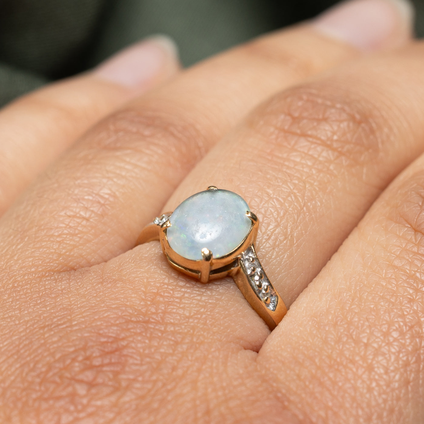Opal & Diamond Bypass Ring | 1.50ct, 0.03ctw | SZ 8 |