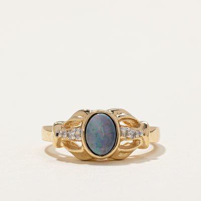 Opal Doublet & Diamond Ring | 0.30ct, 0.03ctw | SZ 8 |