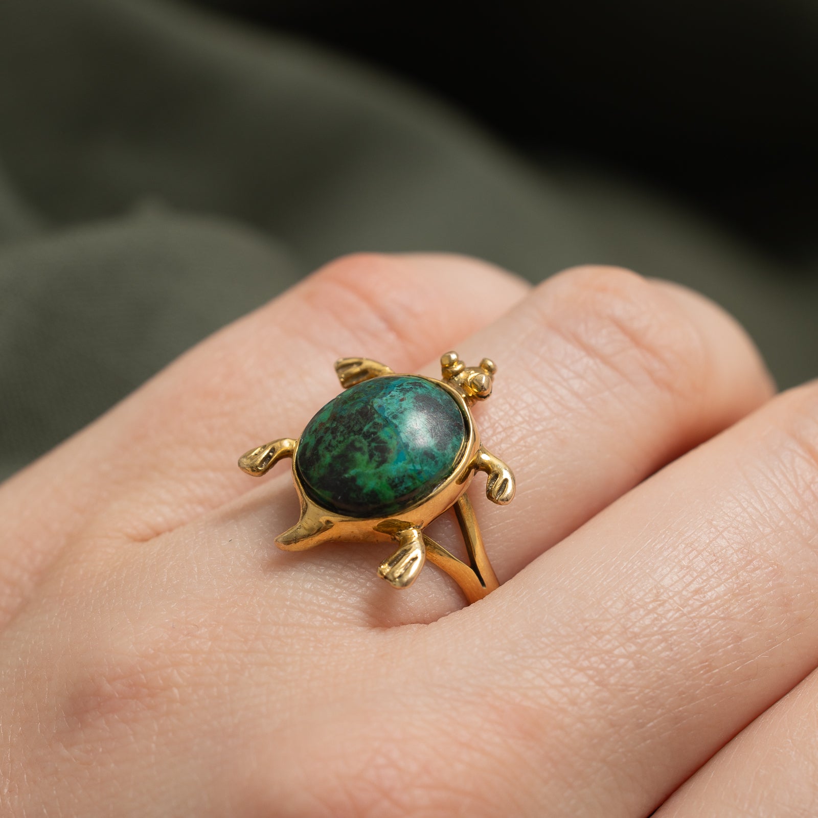 Chrysocolla Turtle Ring | 3.50ct | SZ 7.5 |