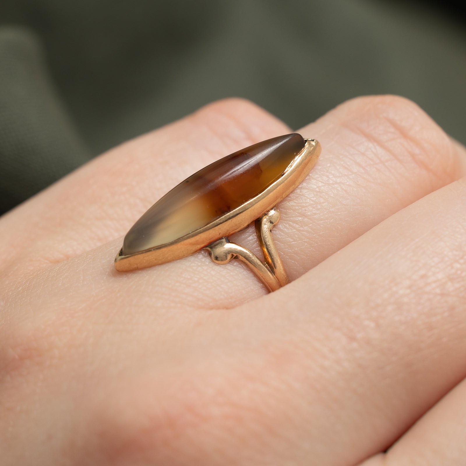 Agate Navette Ring | 4.00ct | SZ 5.25 |