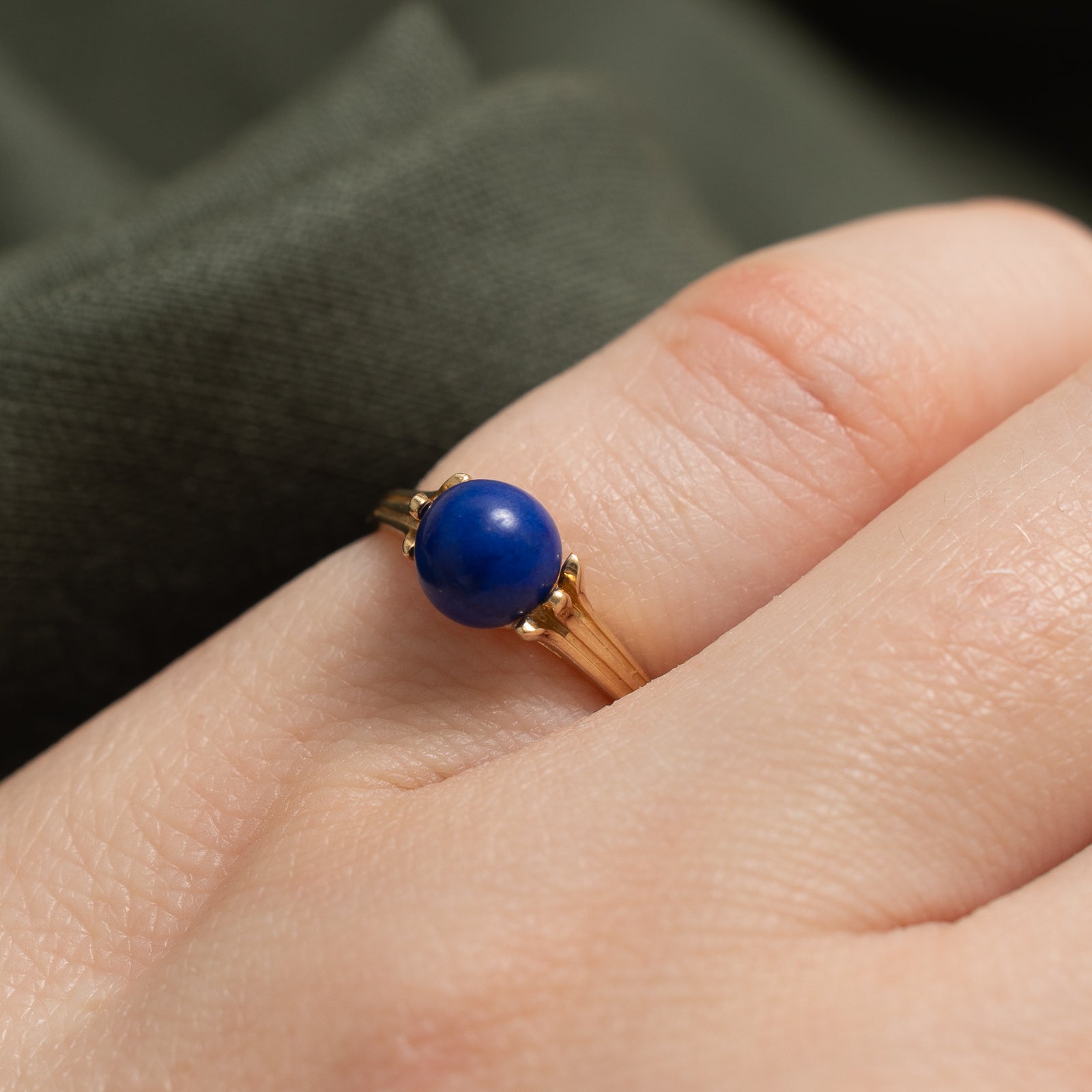 Bague sphérique en lapis-lazuli | 1,60 ct | Taille 3,75 | 