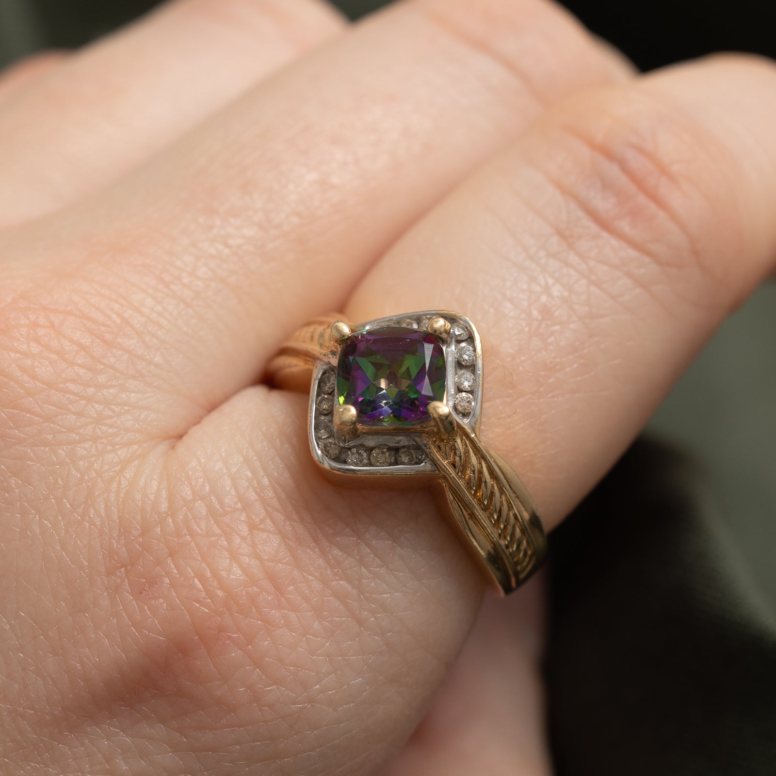 Mystic Topaz & Diamond Cocktail Ring | 2.00ct, 0.14ctw | SZ 8 |