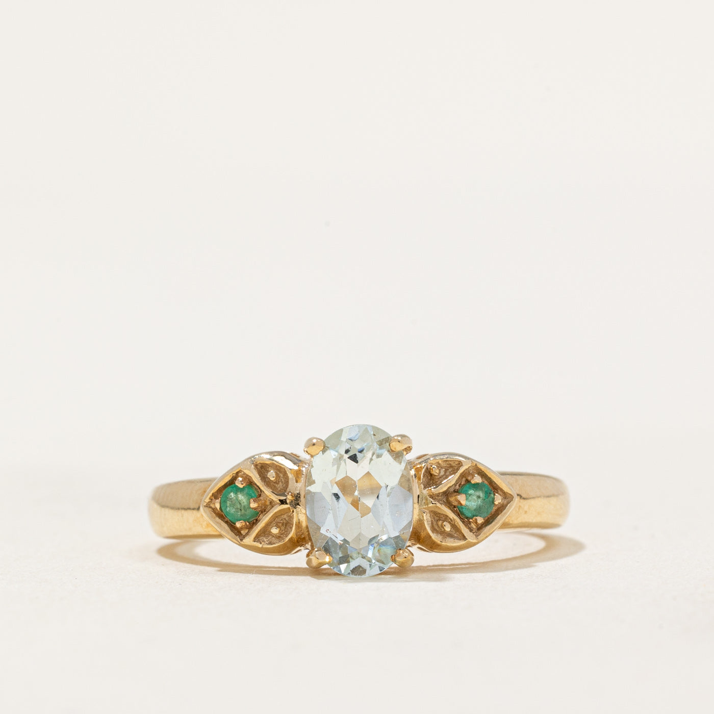 Aquamarine & Emerald Ring | 0.65ct, 0.05ctw | SZ 7.25 |