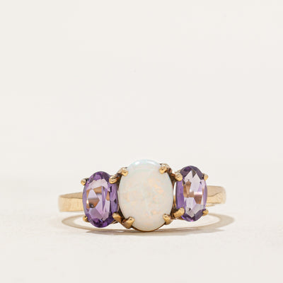 Opal & Amethyst Three Stone Ring | 0.60ct, 0.80ctw | SZ 6.25 |