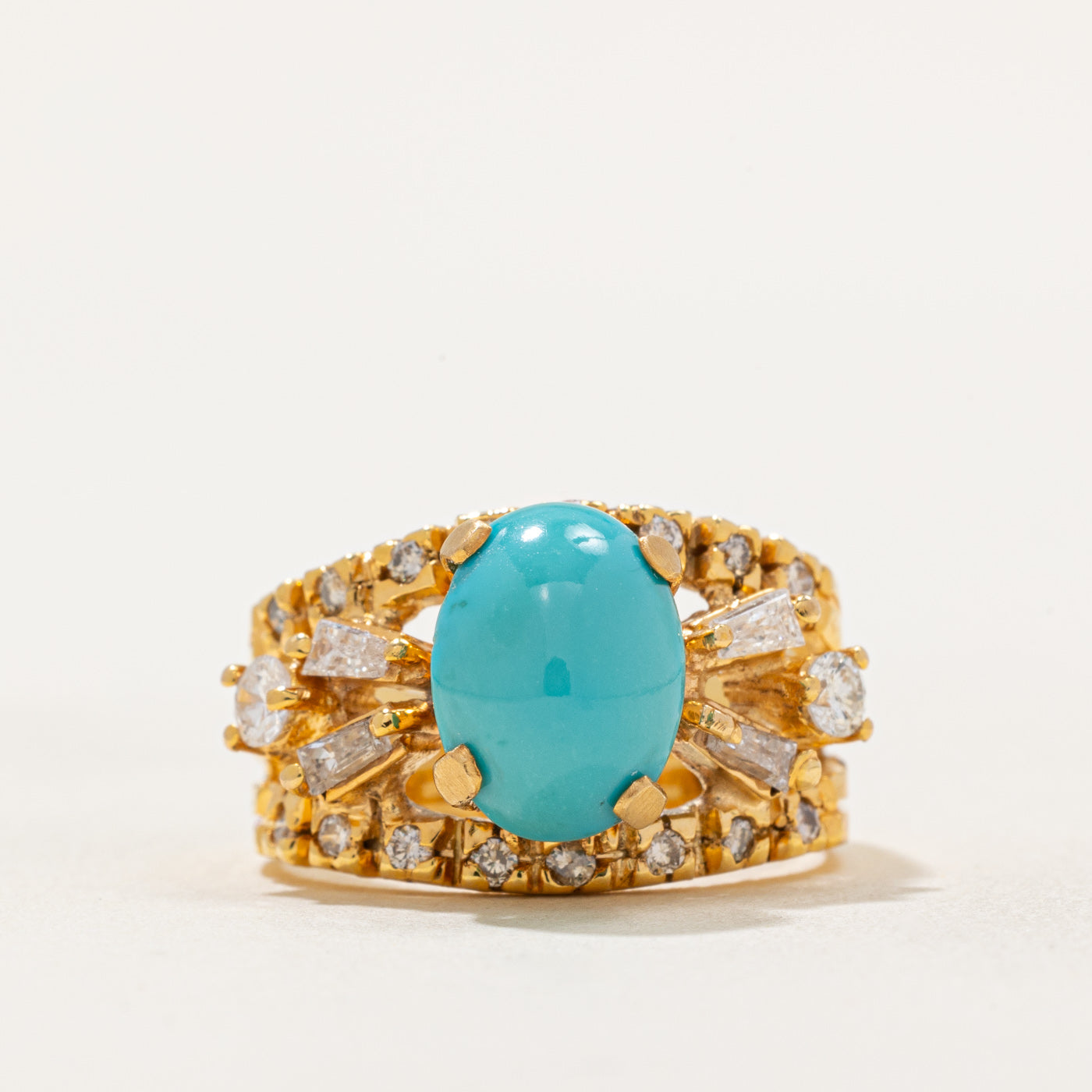 Turquoise & Diamond Cocktail Ring | 3.00ct, 0.40ctw | SZ 7.25 |