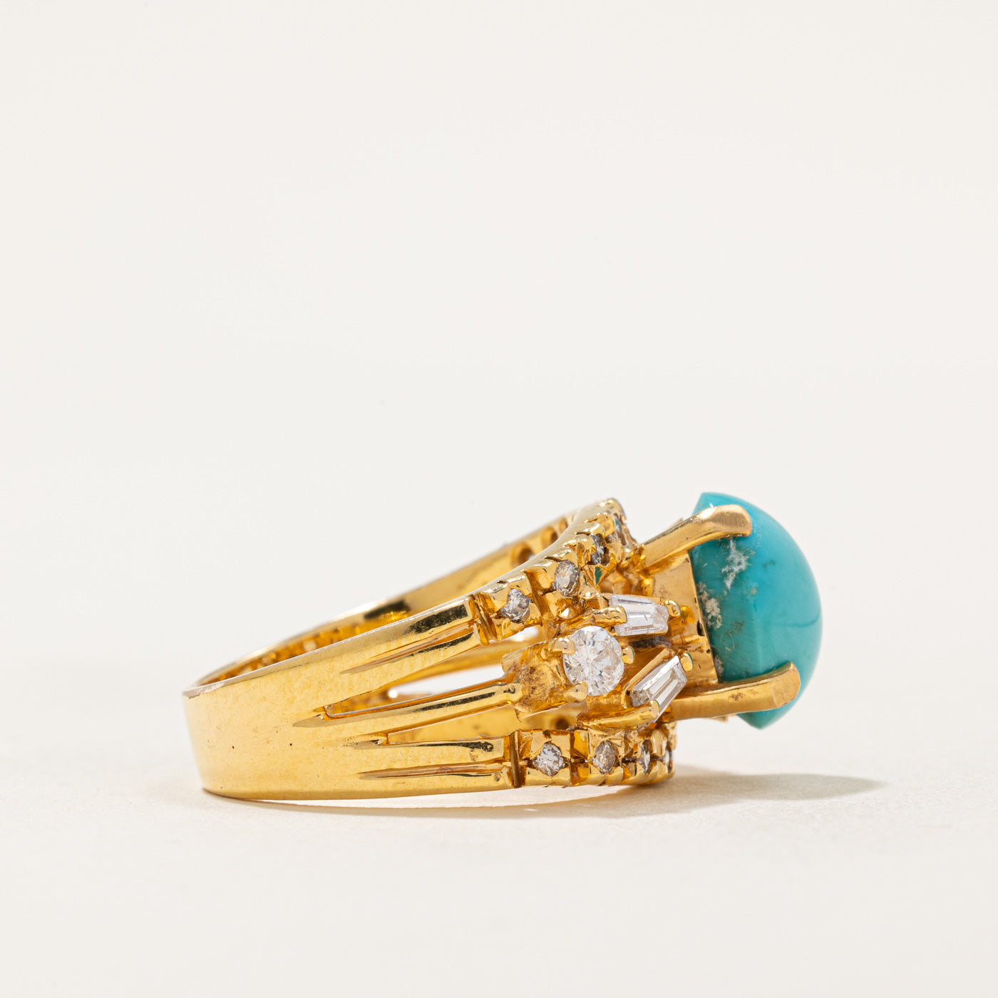 Turquoise & Diamond Cocktail Ring | 3.00ct, 0.40ctw | SZ 7.25 |
