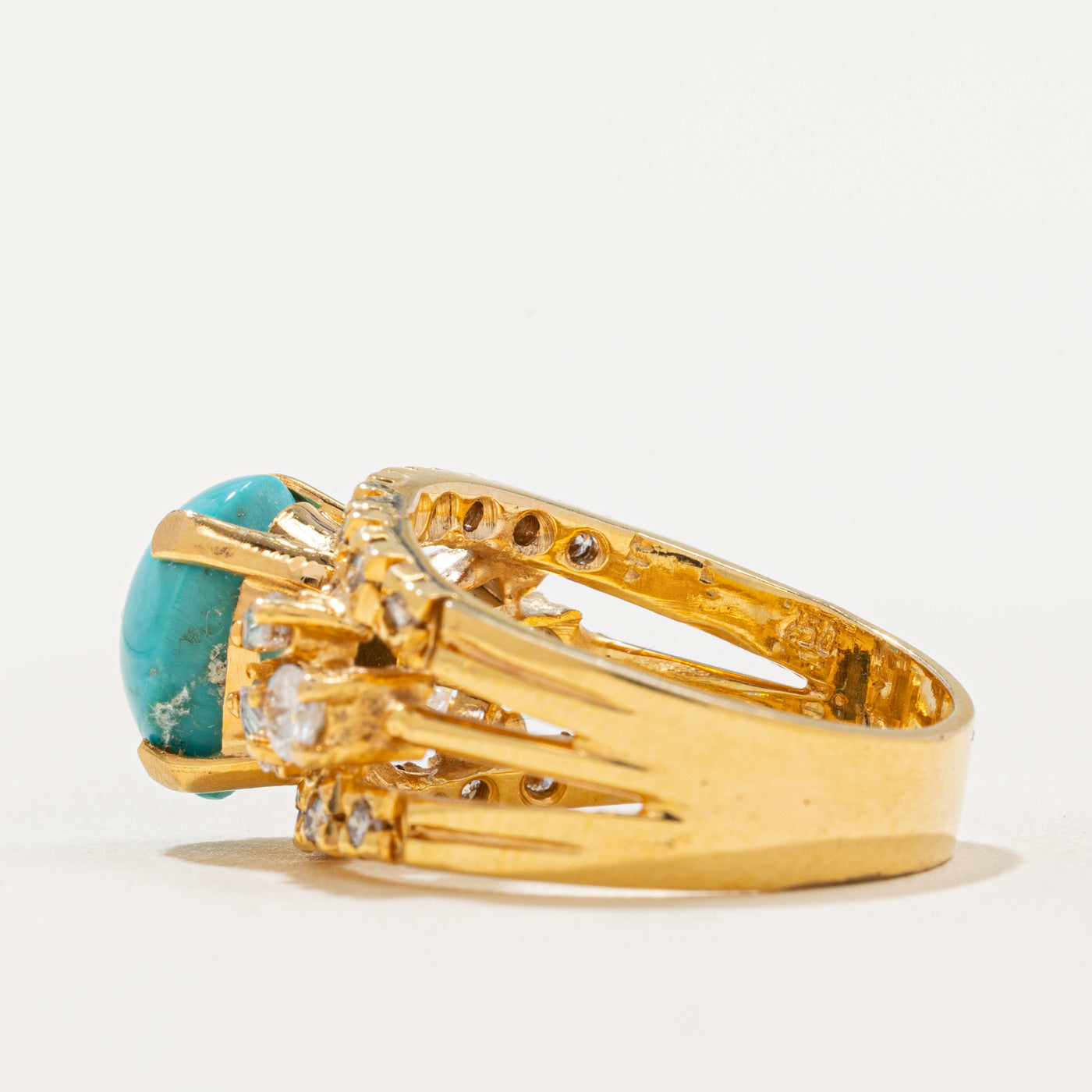 Turquoise & Diamond Cocktail Ring | 3.00ct, 0.40ctw | SZ 7.25 |