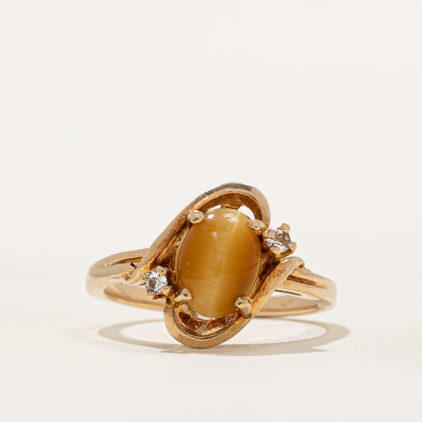 Tiger's Eye & Synthetic Spinel Ring | 1.00ct, 0.05ctw | SZ 5.5 |