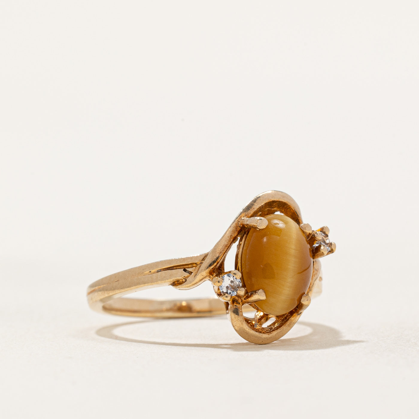 Tiger's Eye & Synthetic Spinel Ring | 1.00ct, 0.05ctw | SZ 5.5 |