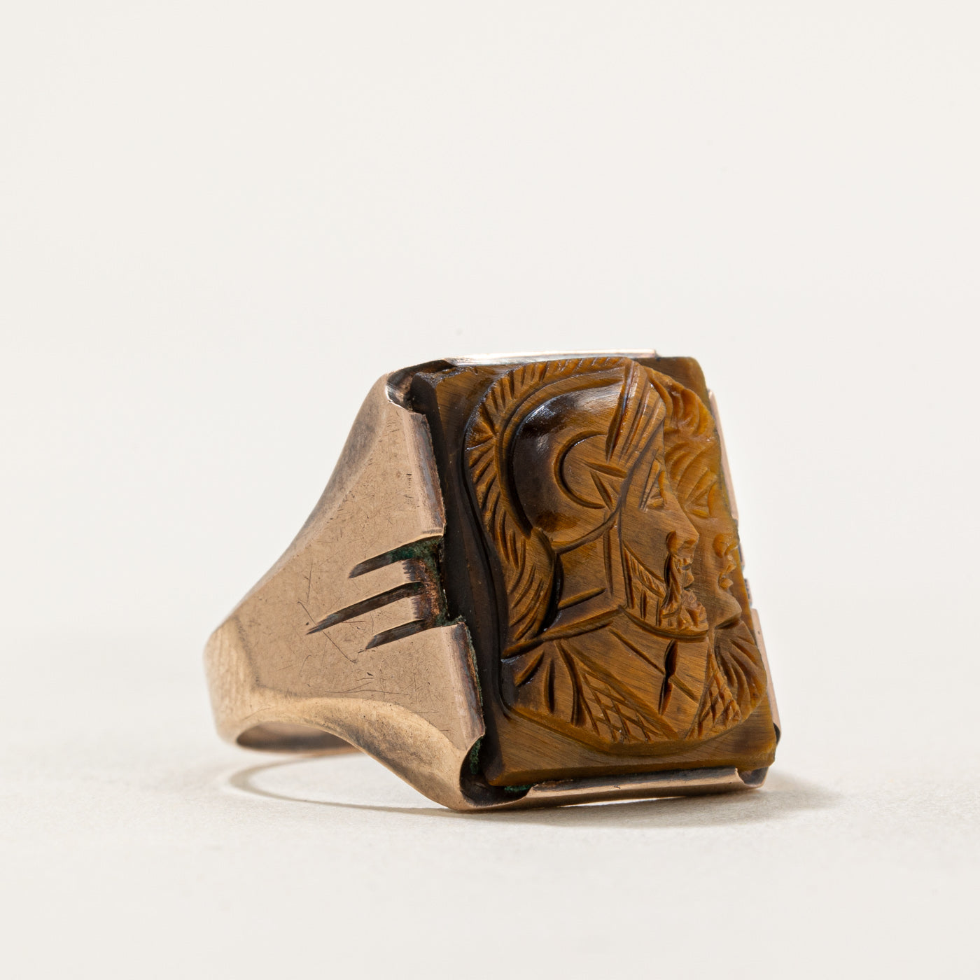 Tiger's Eye Doublet Intaglio Ring | 7.50ct | SZ 8 |