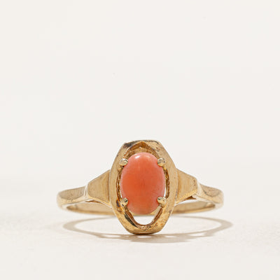 Oval Cut Coral Ring | 0.54ct | SZ 5.75 |