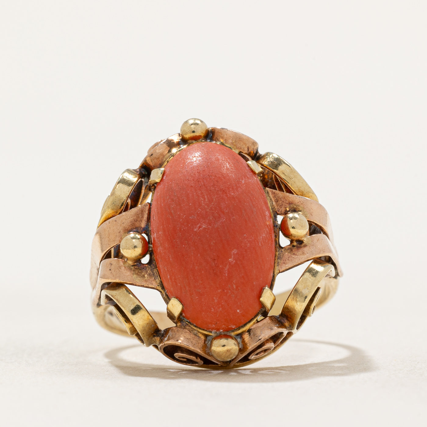 Coral Scrollwork Ring | 3.25ct | SZ 7.5 |