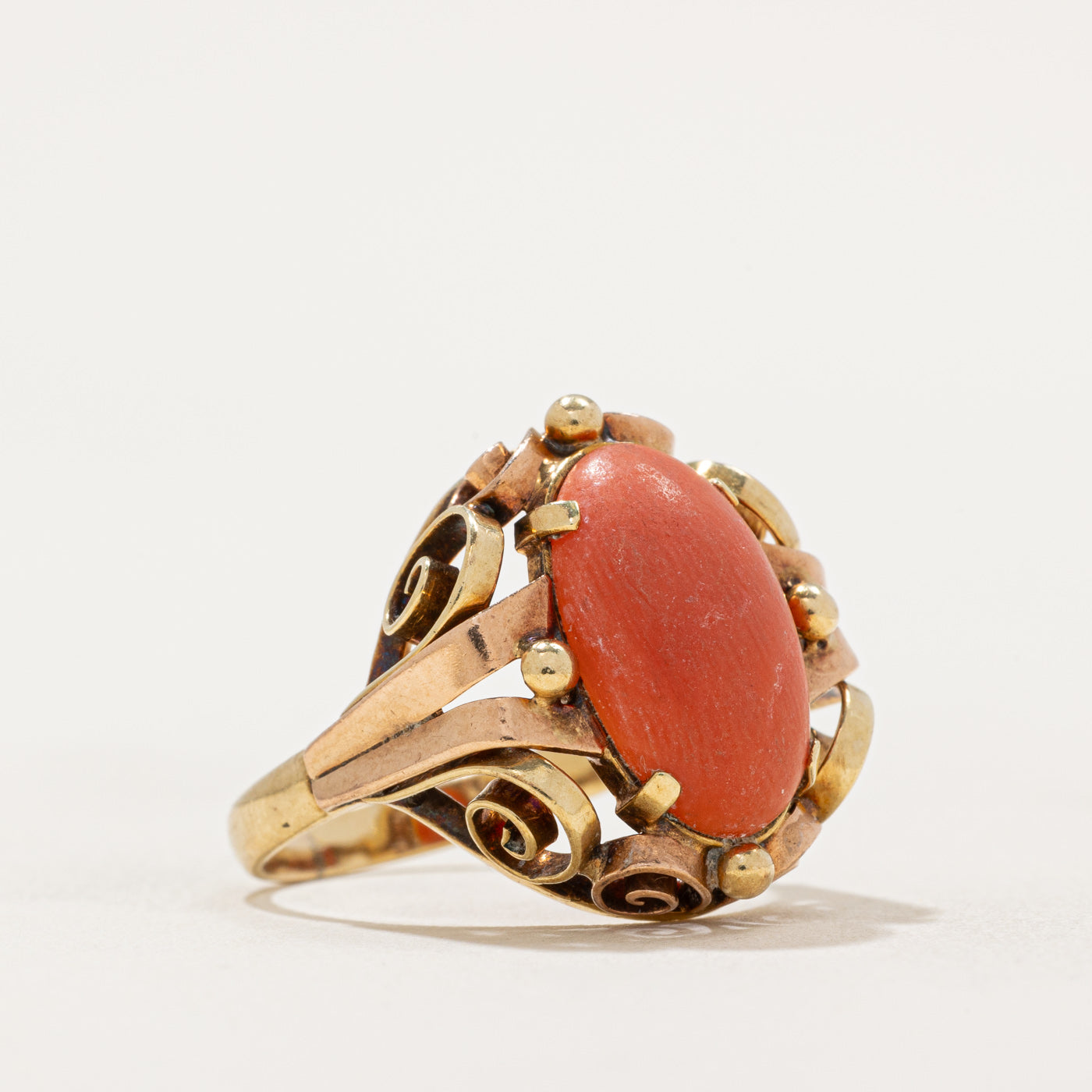 Coral Scrollwork Ring | 3.25ct | SZ 7.5 |