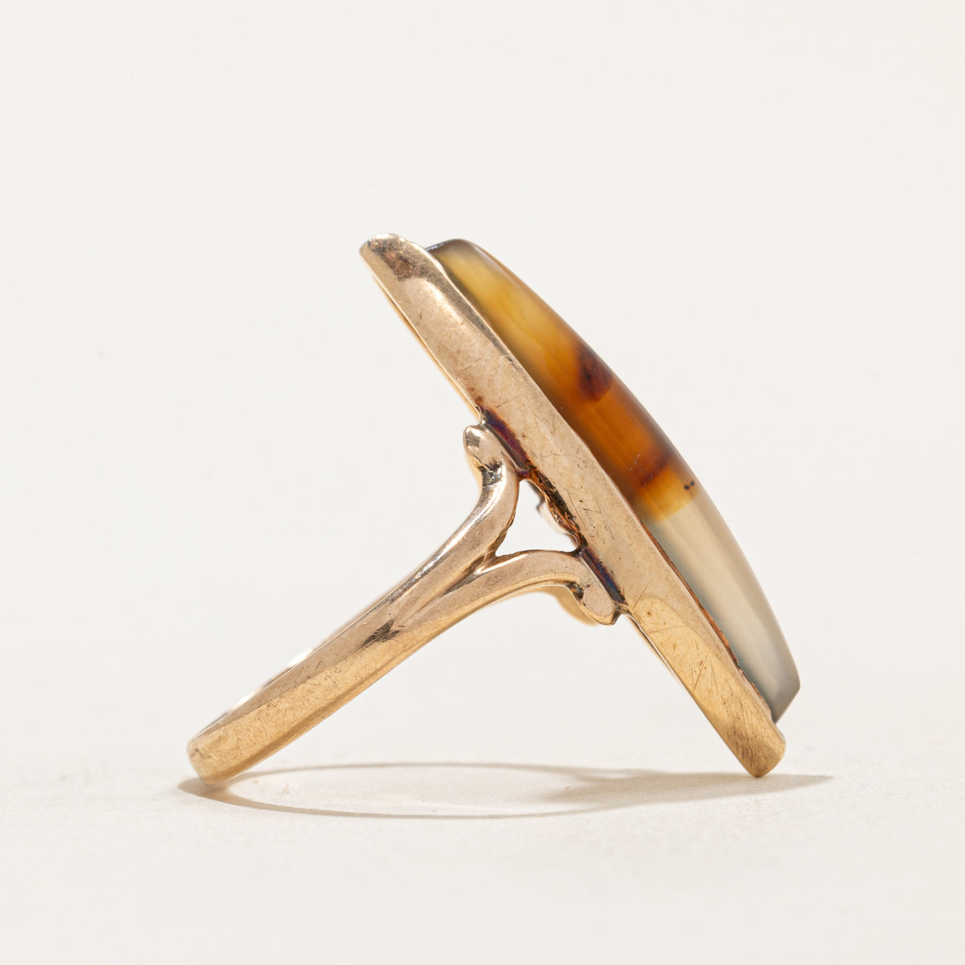 Agate Navette Ring | 4.00ct | SZ 5.25 |
