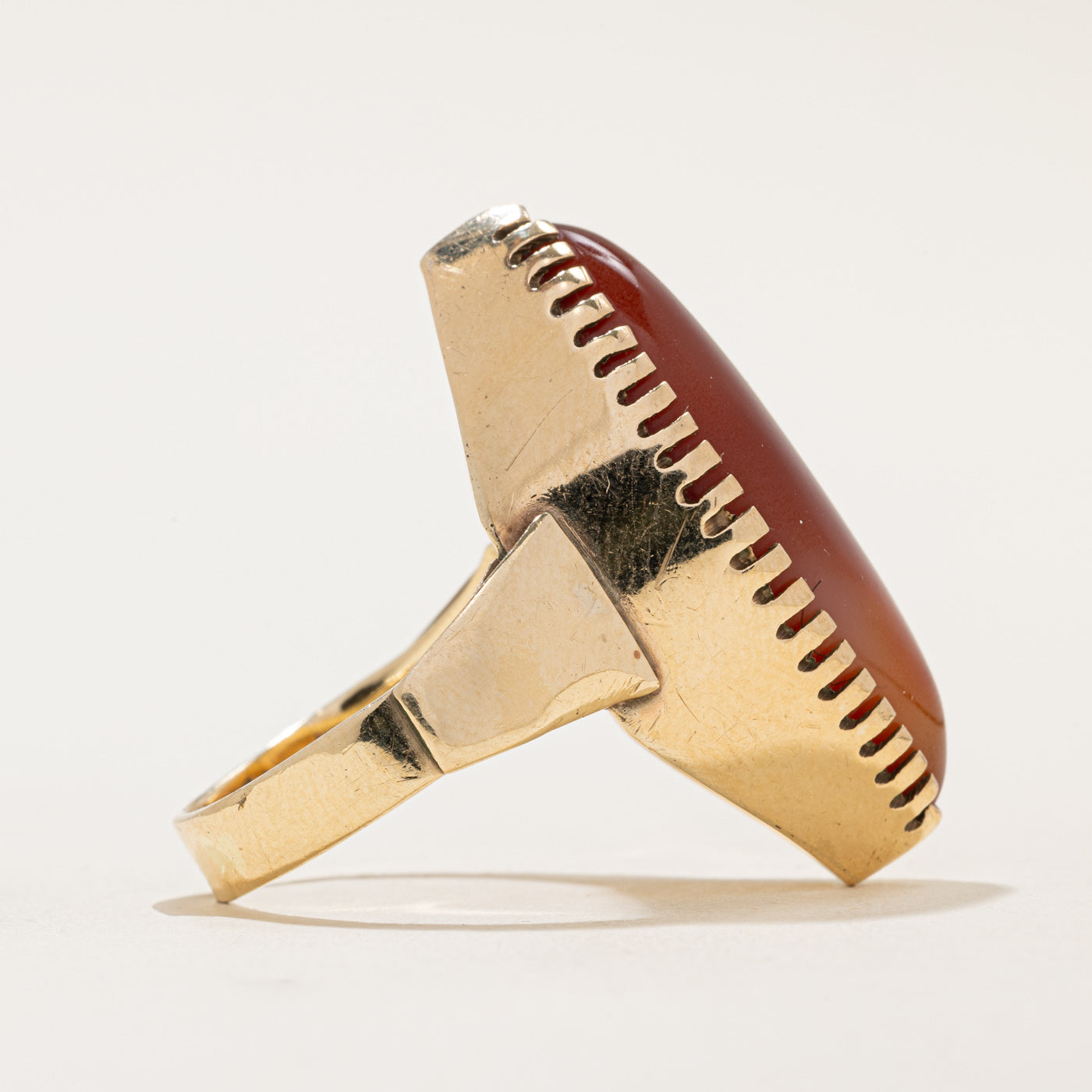 Carnelian Agate Navette Ring | 10.00ct | SZ 9 |