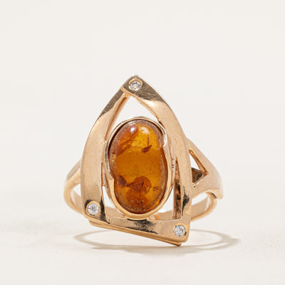 Amber & Synthetic Spinel Ring | 1.34ct, 0.05ctw | SZ 7 |