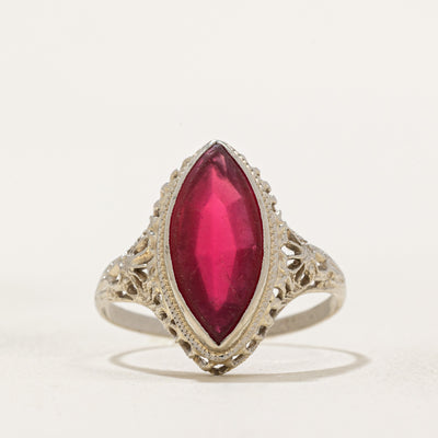Marquise Cut Red Paste Glass Ring | 3.00ct | SZ 6.5 |