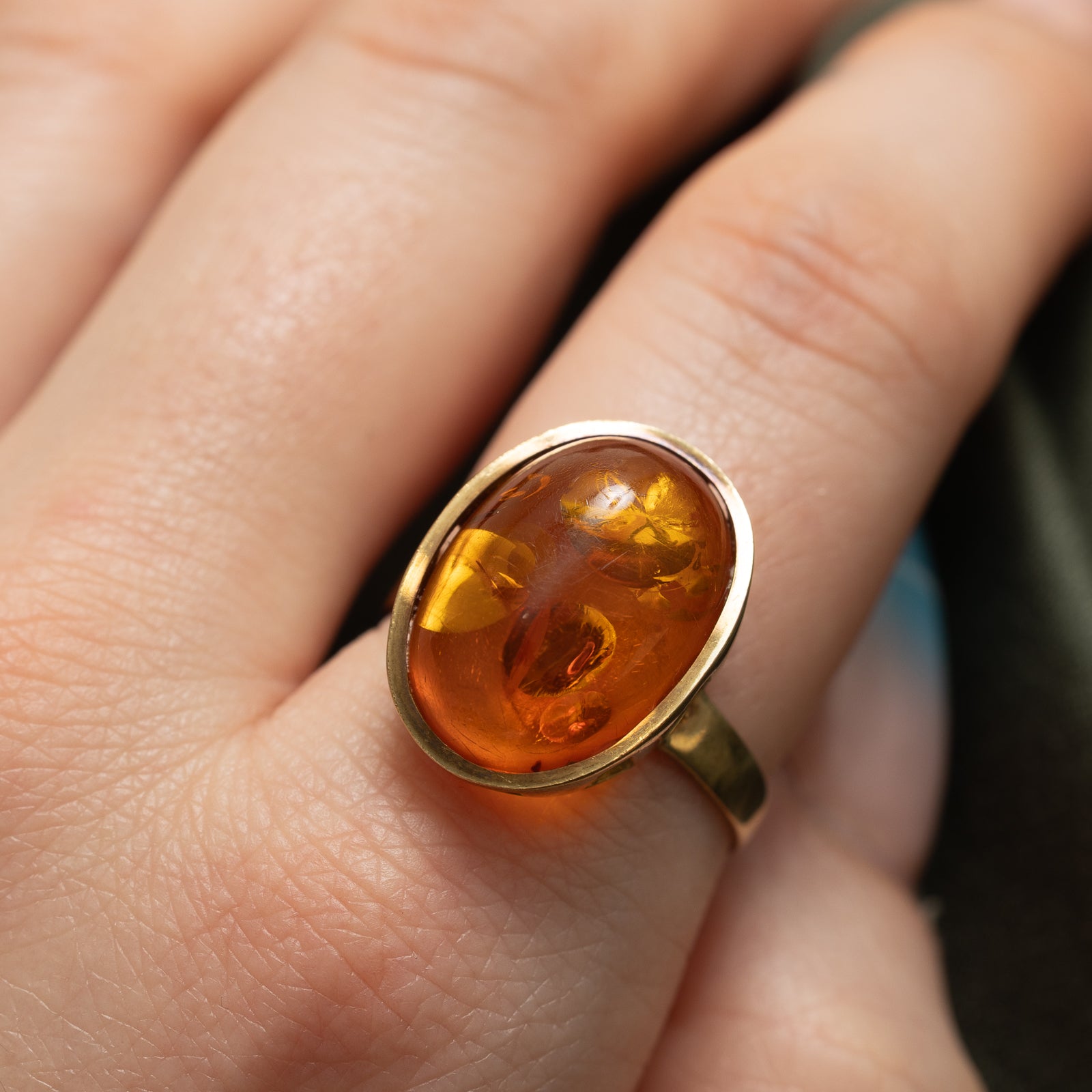 Bague cocktail en ambre | 5,00 ct | Taille 9,75