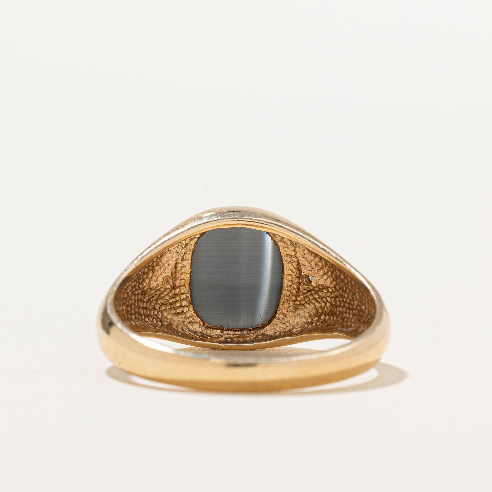 Chaatoyant Effect Glass & Diamond Tapered Ring | 3.00ct, 0.02ct | SZ 9.75