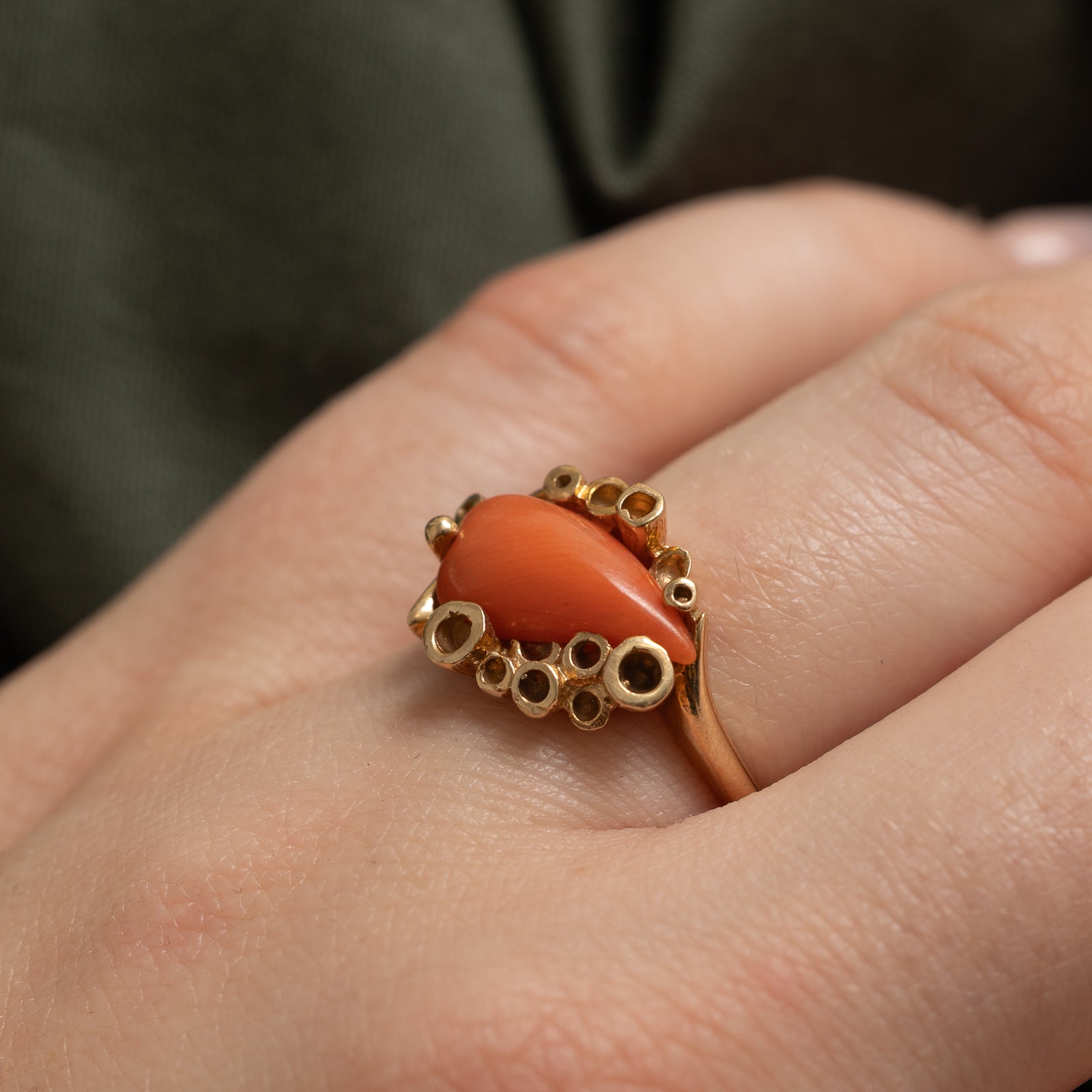 Bague abstraite texturée corail, forme libre | 1,80 ct | Taille 6