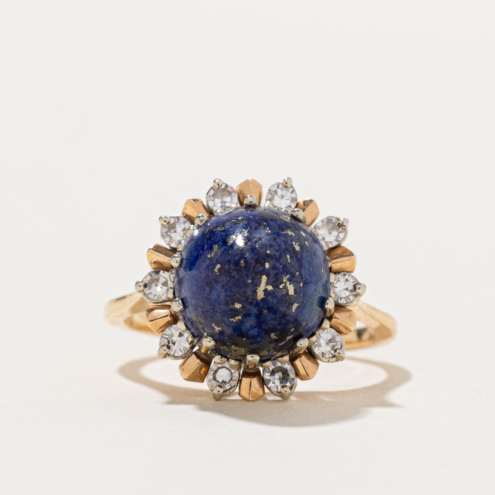 Bague cocktail en lapis-lazuli conique et diamants | 5,00 ct, 0,25 ct au total | Taille 6