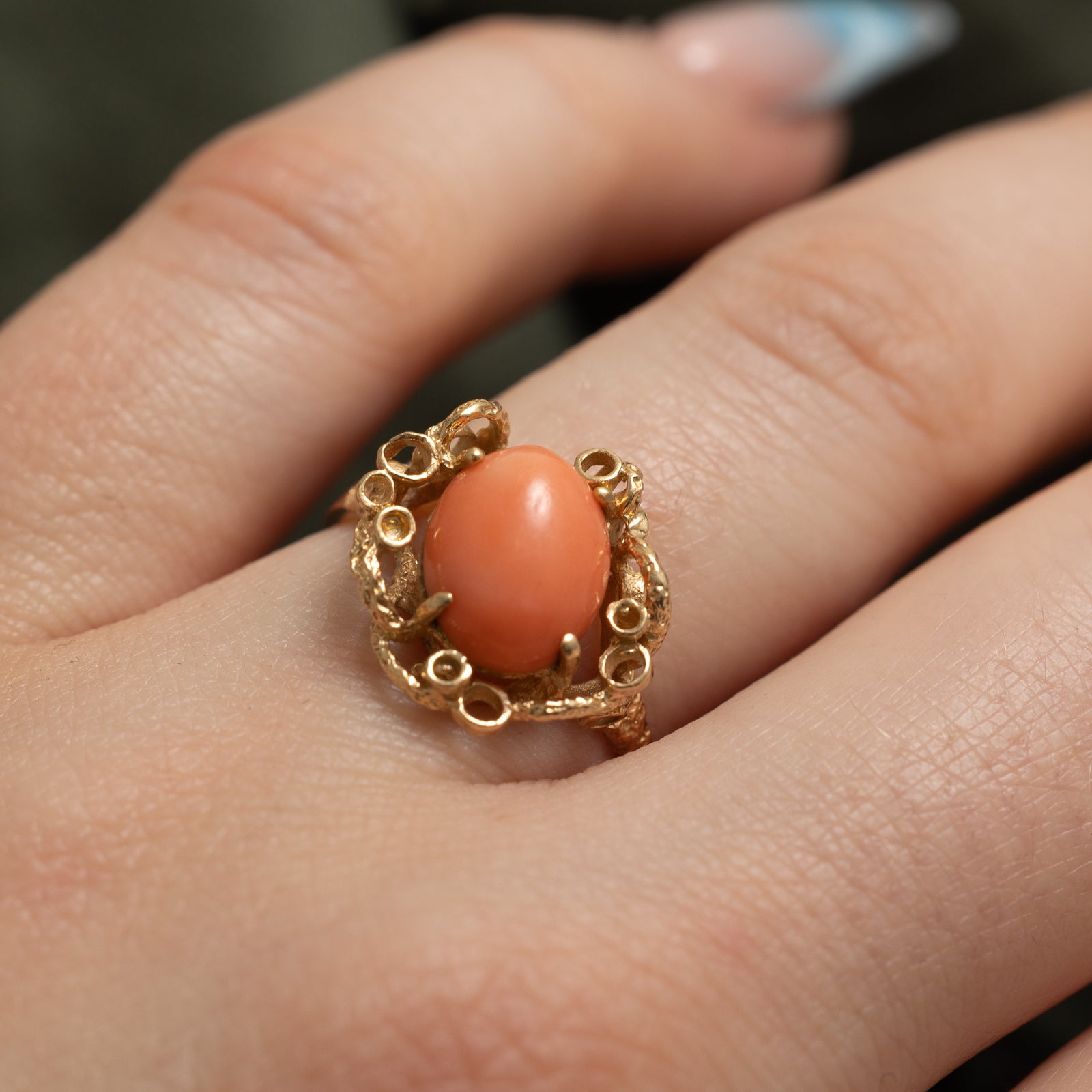 Bague abstraite texturée corail | 2,25 ct | Taille 5,75
