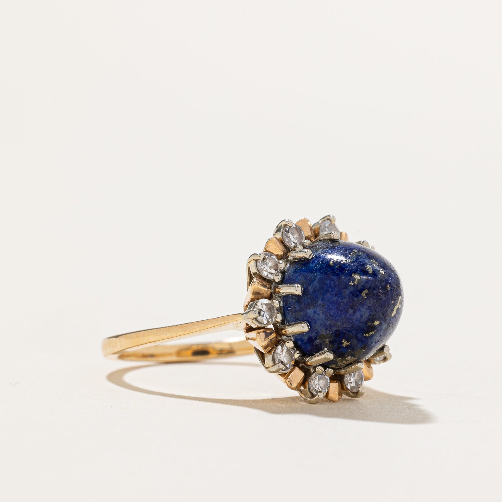 Bague cocktail en lapis-lazuli conique et diamants | 5,00 ct, 0,25 ct au total | Taille 6
