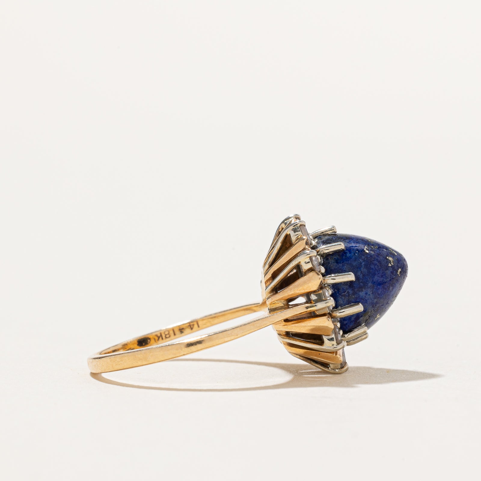 Bague cocktail en lapis-lazuli conique et diamants | 5,00 ct, 0,25 ct au total | Taille 6