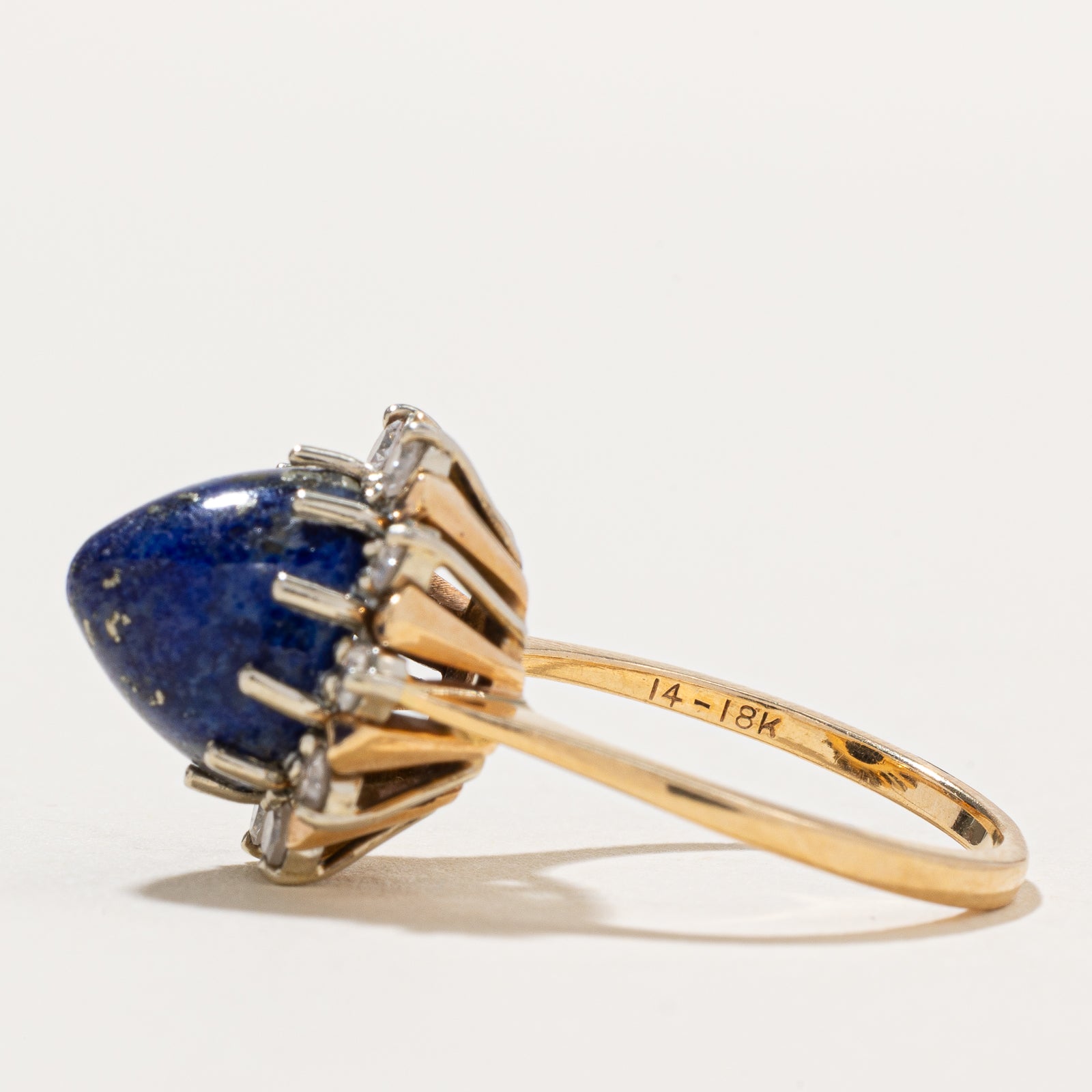 Bague cocktail en lapis-lazuli conique et diamants | 5,00 ct, 0,25 ct au total | Taille 6