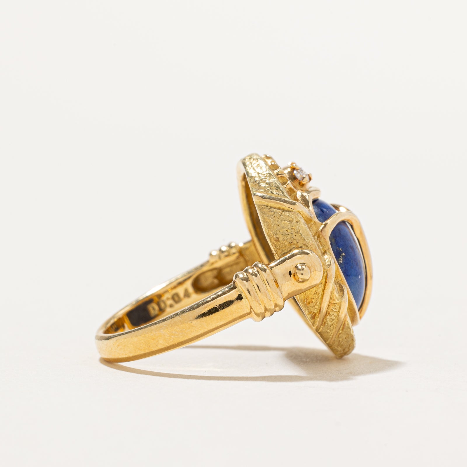 Lapis-Lazuli & Diamond Scarab Ring | 5.00ct, 0.04ctw | SZ 8.5