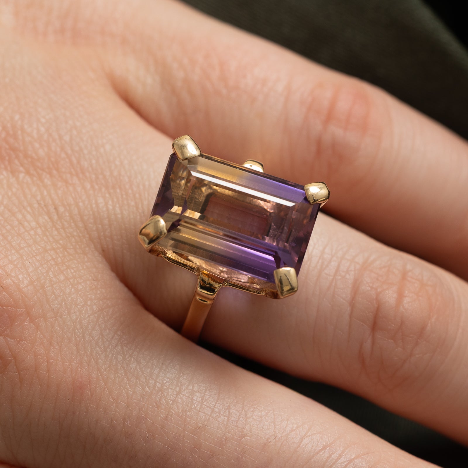 Bague cocktail solitaire en amétrine | 11,00 ct | Taille 6,5