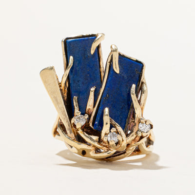 Lapis Lazuli & Diamond Abstract Ring | 7.00ctw, 0.09ctw | SZ 6.25