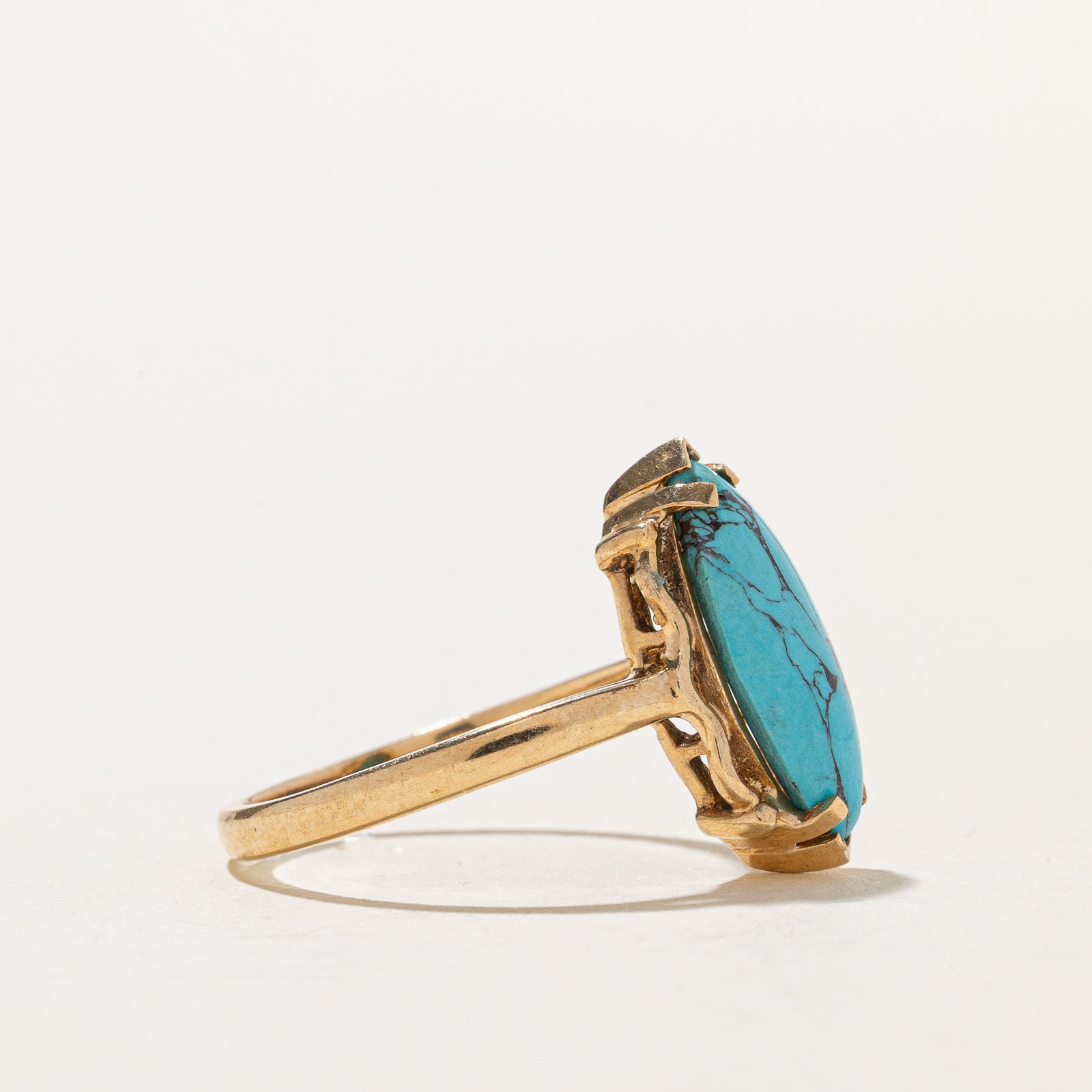 Synthetic Turquoise Navette Ring | 2.00ct | SZ 6