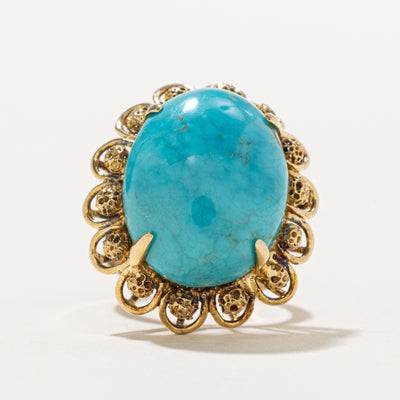 Treated Turquoise Ornate Cocktail Ring | 11.50ct | SZ 5