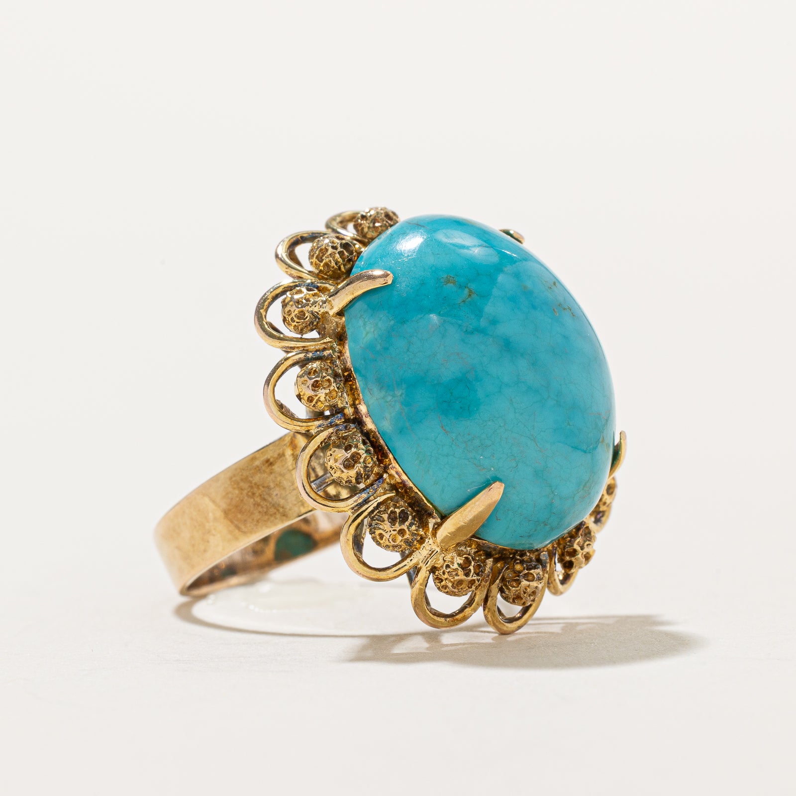 Treated Turquoise Ornate Cocktail Ring | 11.50ct | SZ 5
