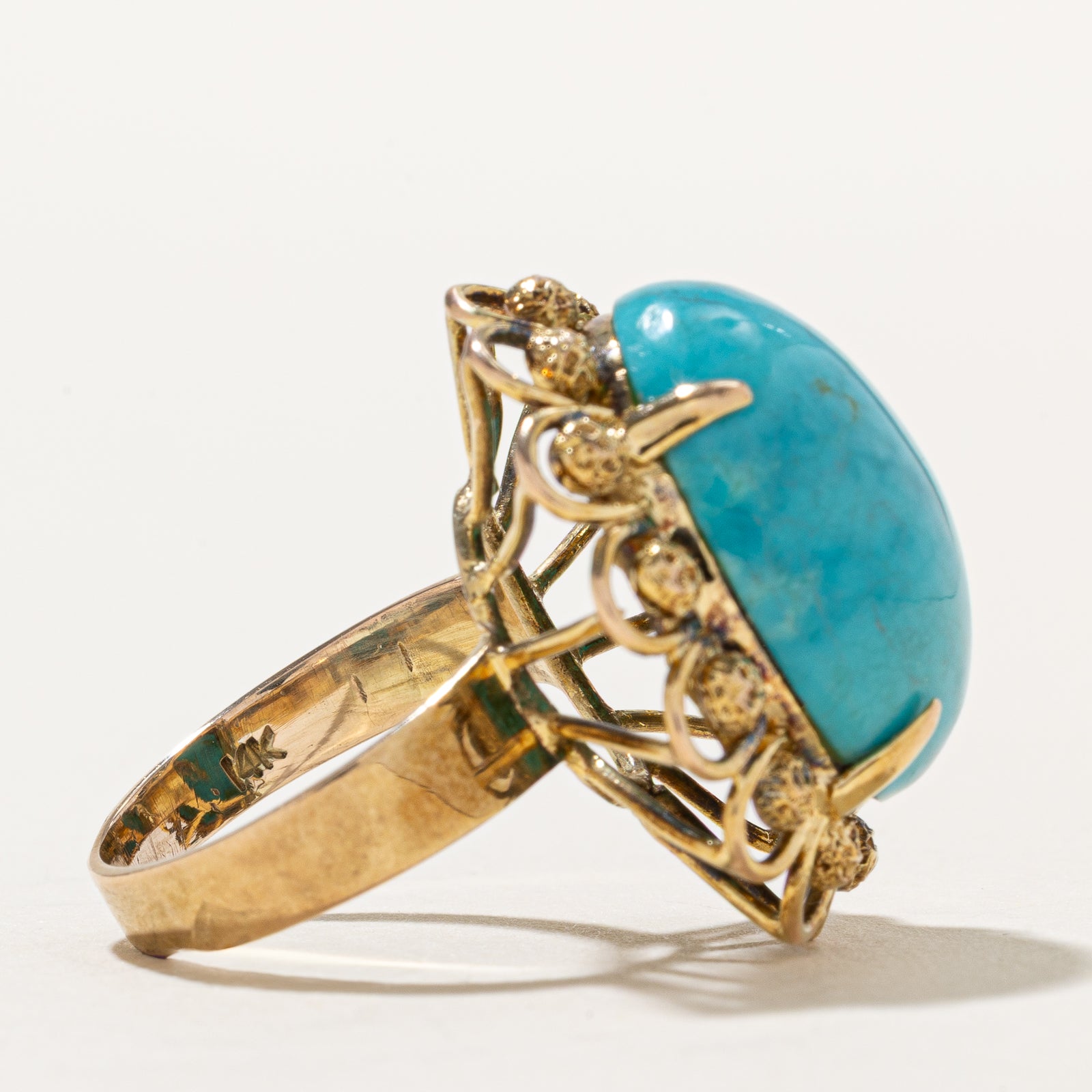 Treated Turquoise Ornate Cocktail Ring | 11.50ct | SZ 5