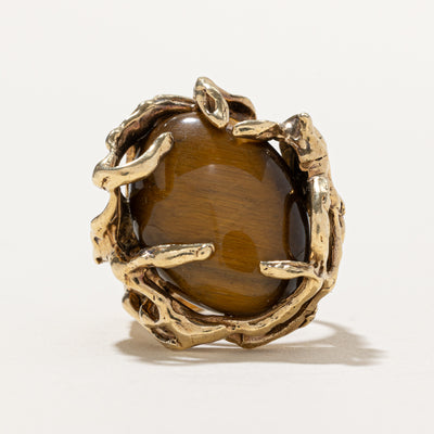 Tiger's Eye Freeform Cocktail Ring | 10.00ct | SZ 6.25
