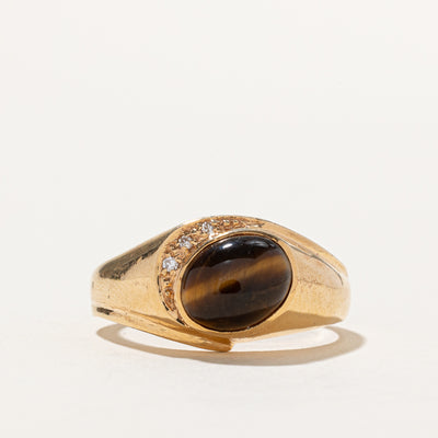 Tigers Eye & Diamond Ring | 2.40ct, 0.03ctw | SZ 11.5