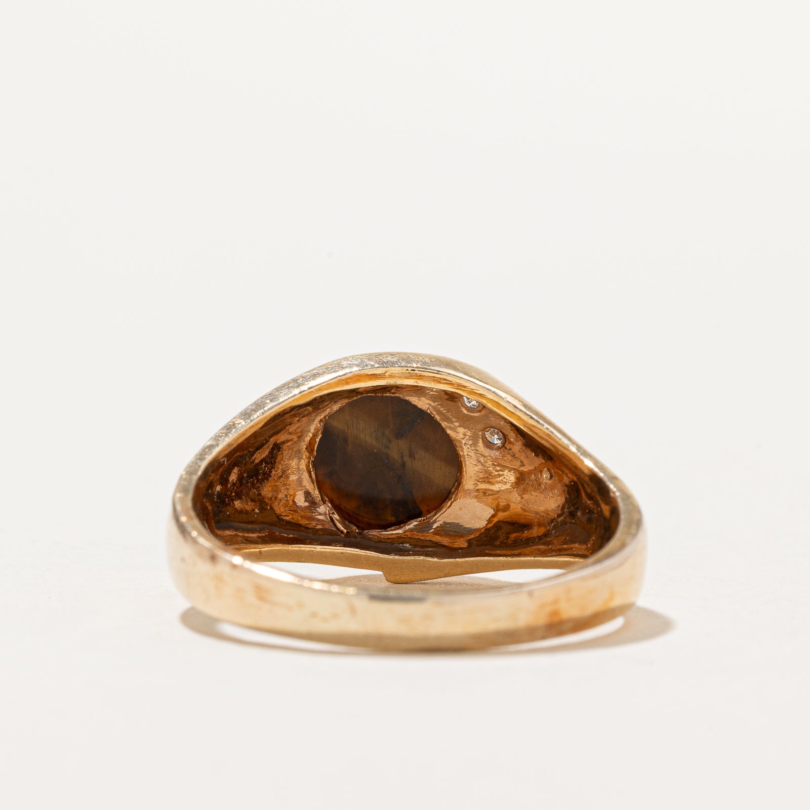 Tigers Eye & Diamond Ring | 2.40ct, 0.03ctw | SZ 11.5