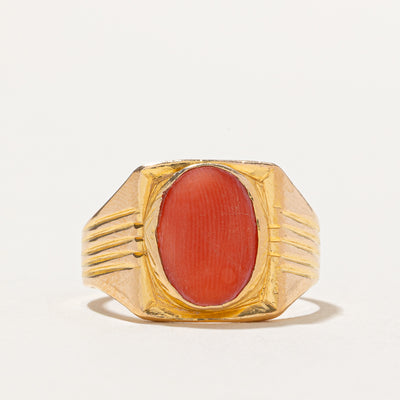 Vintage Coral Signet Ring | 2.15ct | SZ 11