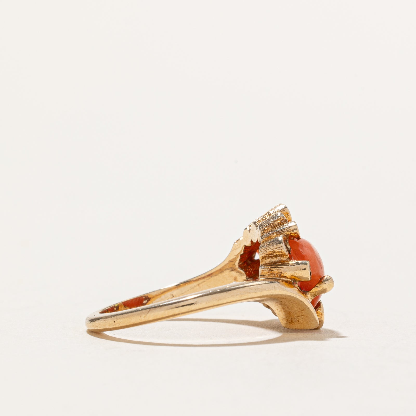 Bague abstraite texturée corail, forme libre | 1,80 ct | Taille 6