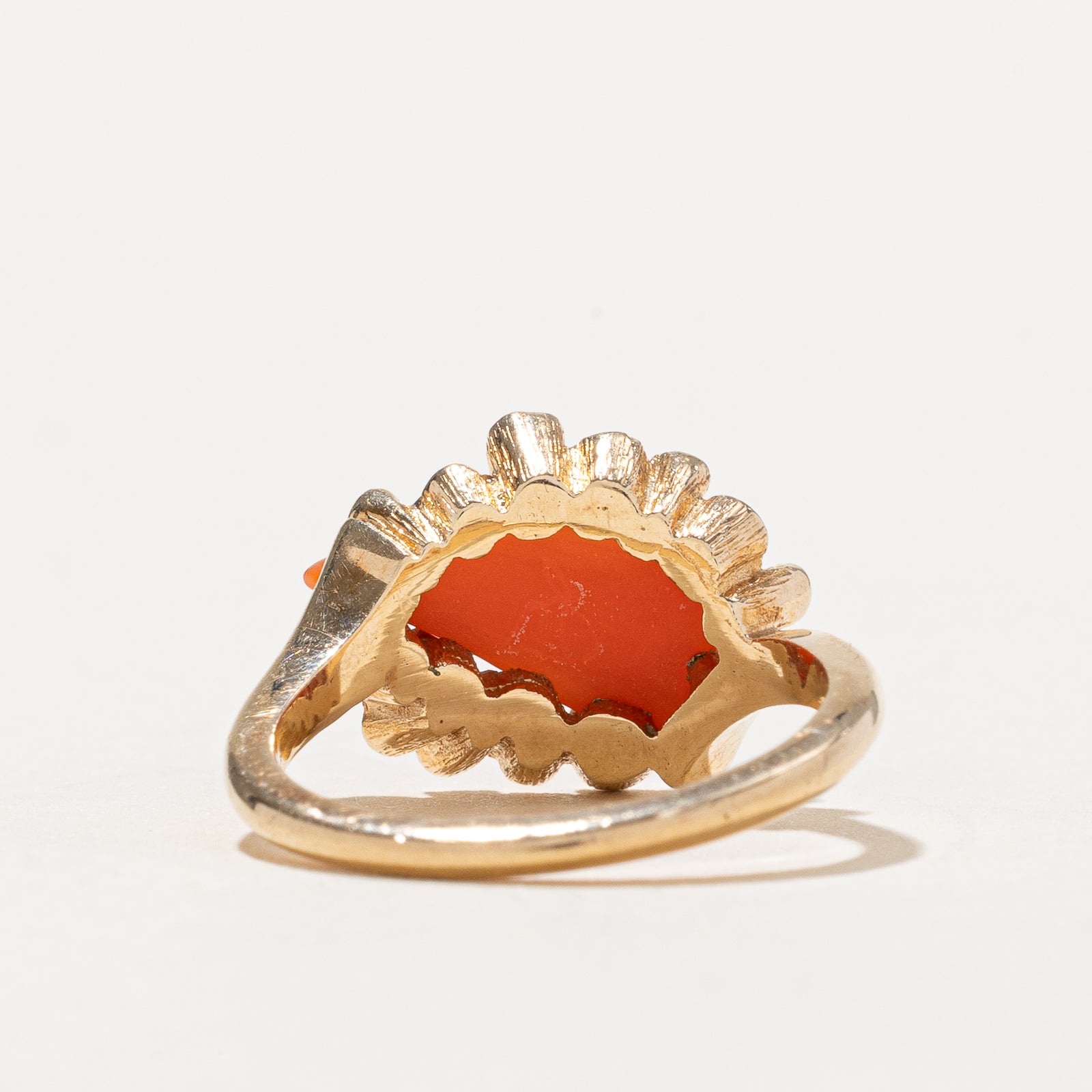 Bague abstraite texturée corail, forme libre | 1,80 ct | Taille 6