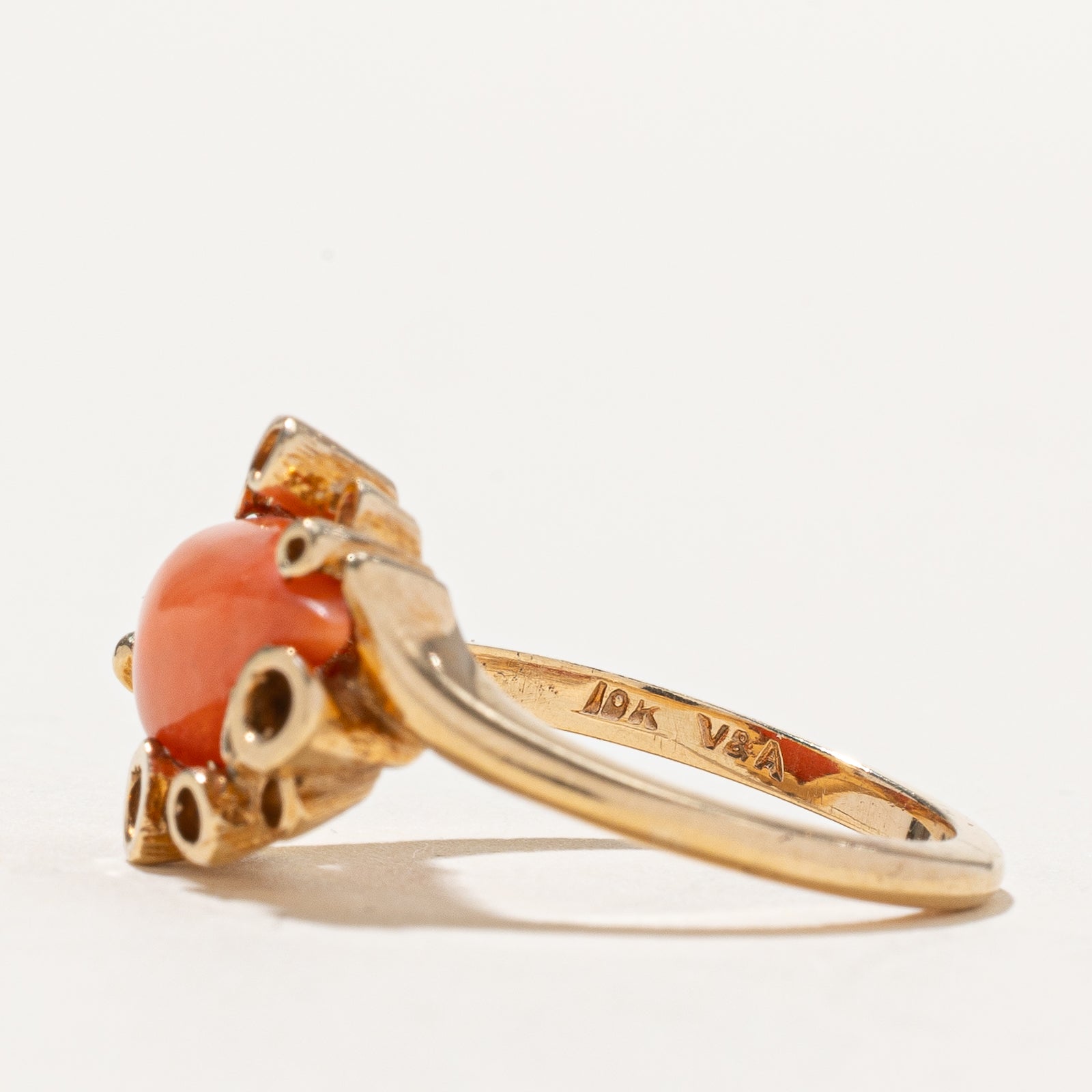 Bague abstraite texturée corail, forme libre | 1,80 ct | Taille 6